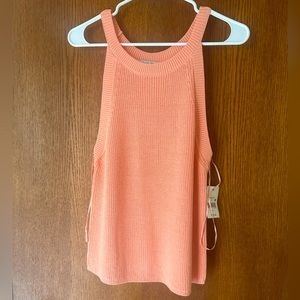 NWT Ophelia Roe Knit Halter Tank Top in Salmon/Orange Color Size 1X